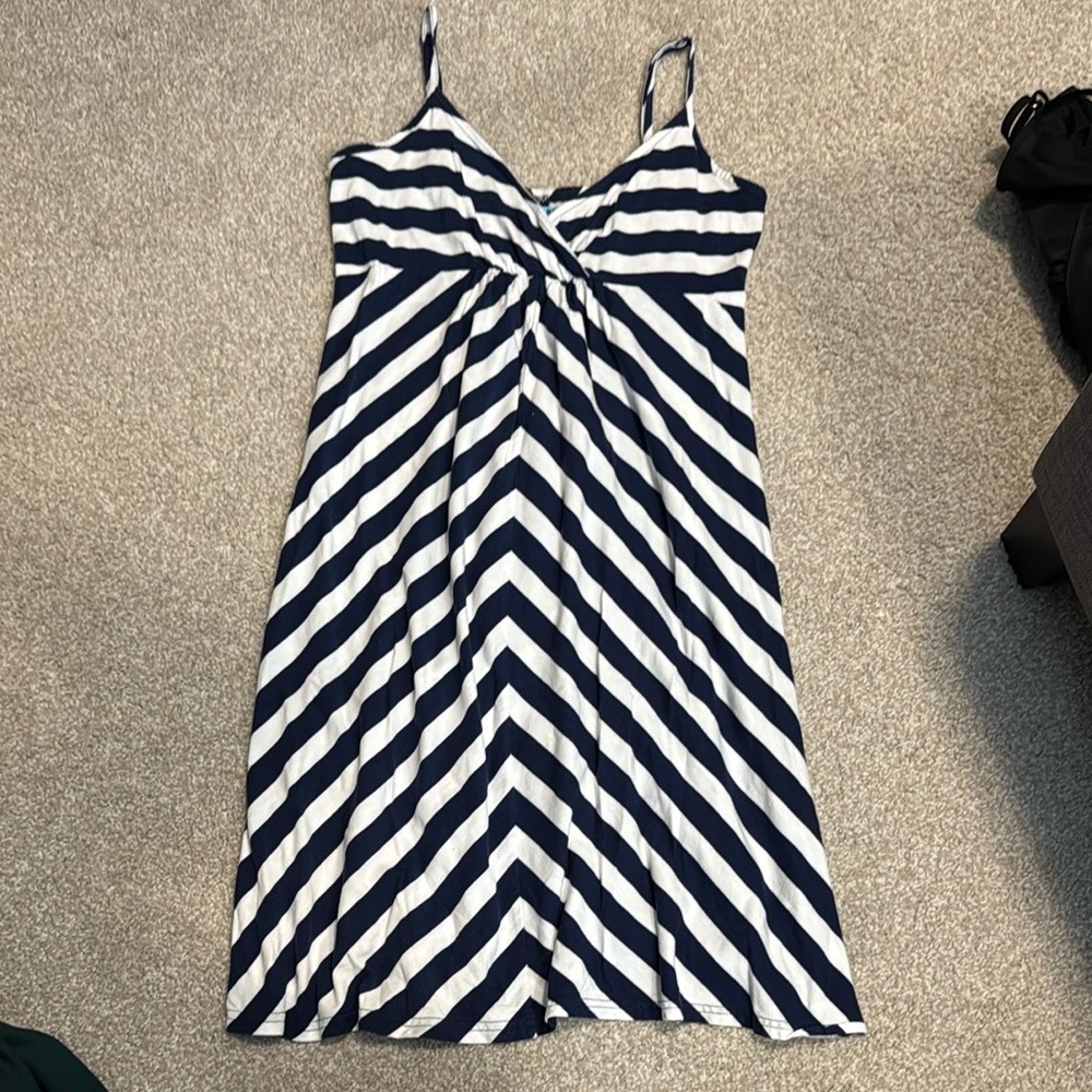 Navy and White Striped Maternity Dress